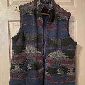Women's Patterned Vest in Blue and Gray